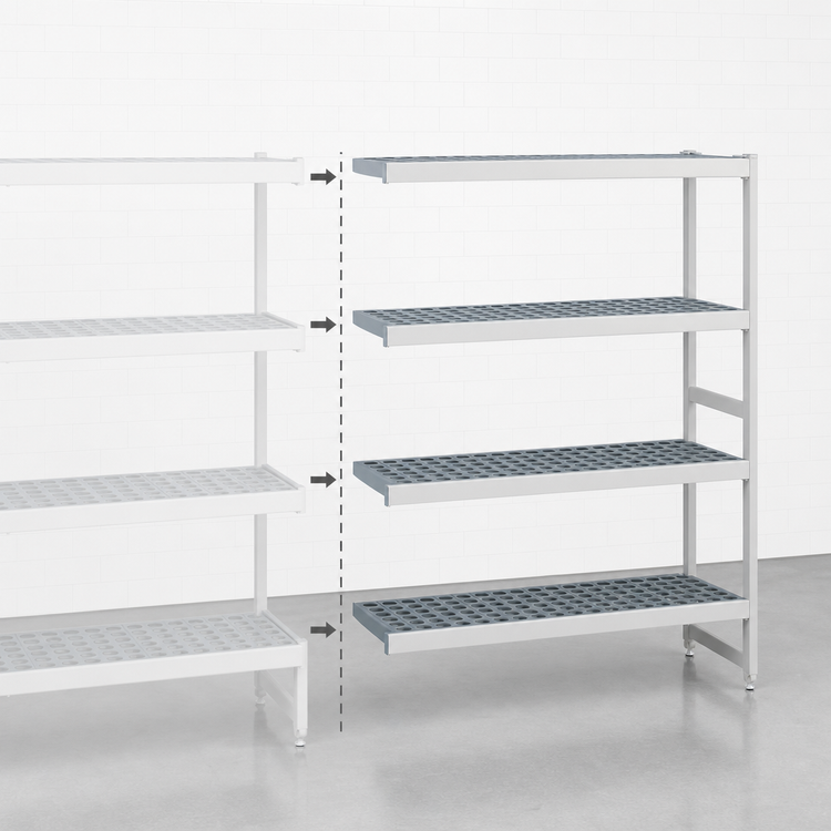 Product image #3 for Fermostock 4-Tier Add-On Polymer Shelving Unit Expansion Kit, 31W x 18D x 71H, Gray