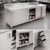 Thumbnail image #3 for Omcan USA Stainless Steel Enclosed Work Table with Sliding Doors and 3 Drawers, 60 x 30 x 42 Inches, 6 Inch Backsplash
