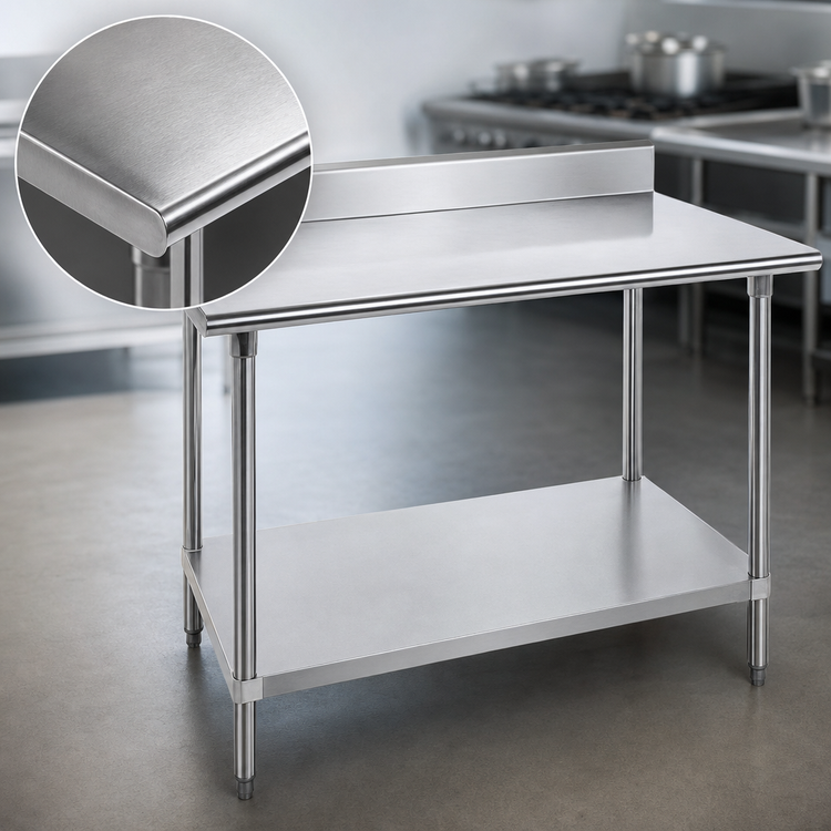 Product image #3 for Advance Tabco KLG-366 72-Inch x 36-Inch Stainless Steel Work Table with 5-Inch Backsplash and Galvanized Undershelf