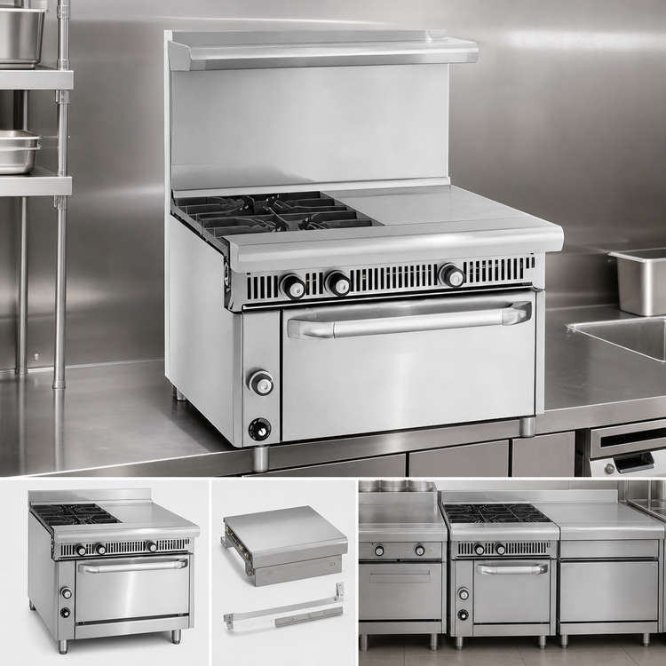 Product image #3 for Imperial Spec Series Heavy Duty 36-Inch Modular Countertop Gas Range with 3 Open Burners and 3 Hot Tops
