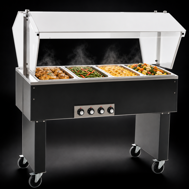 Product image #3 for Eagle Service Mate Deluxe Portable 4-Well Buffet Hot Food Table, 120V, Stainless Steel Top