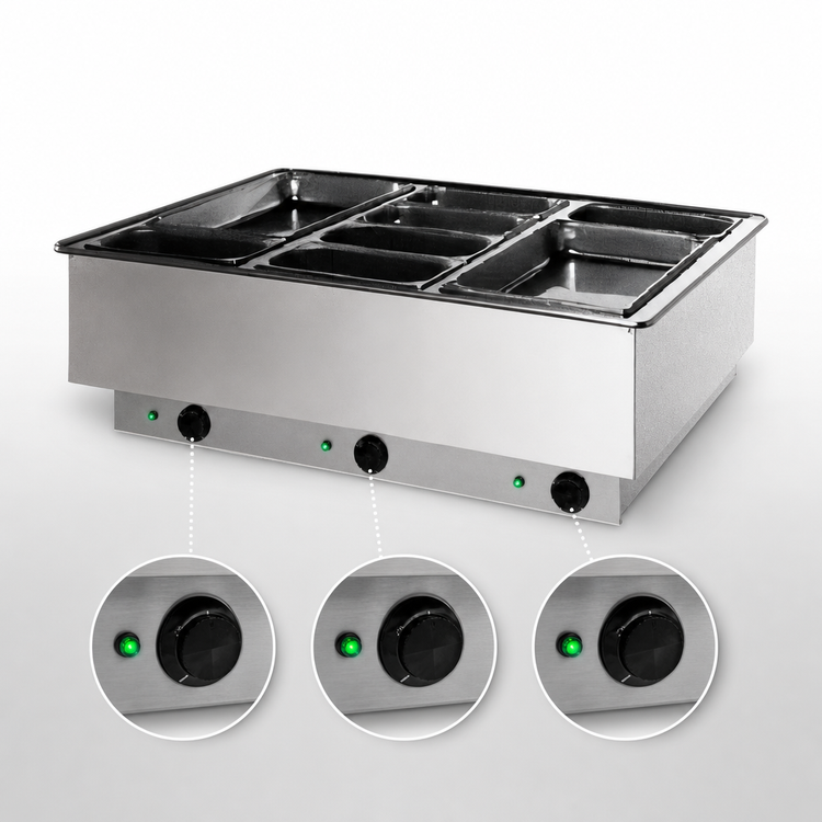Product image #3 for Atlas Metal WIH-17 1-Well Electric Drop-In Hot Food Well with Individual Thermostatic Controls, 12 x 27 Pan Opening