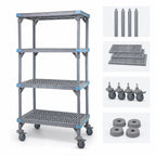 Thumbnail image #3 for Quantum Millenia QPM213686VS-4 4-Shelf Mobile Polymer Shelving Unit, 36"W x 21"D x 86"H, Gray