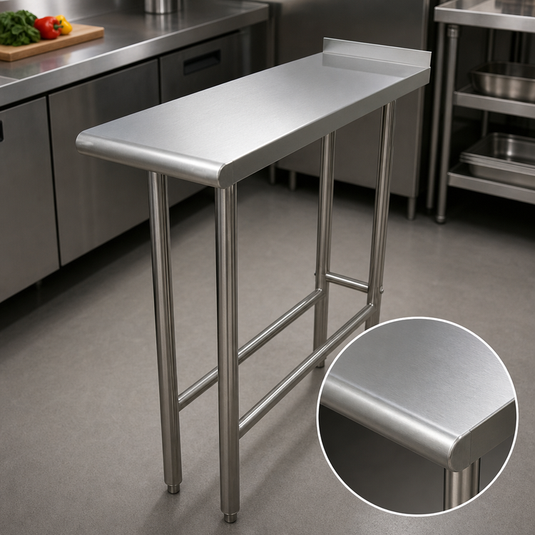 Product image #3 for Advance Tabco 18" x 24" Open Base Stainless Steel Equipment Filler Table with 1-1/2" Rear Upturn