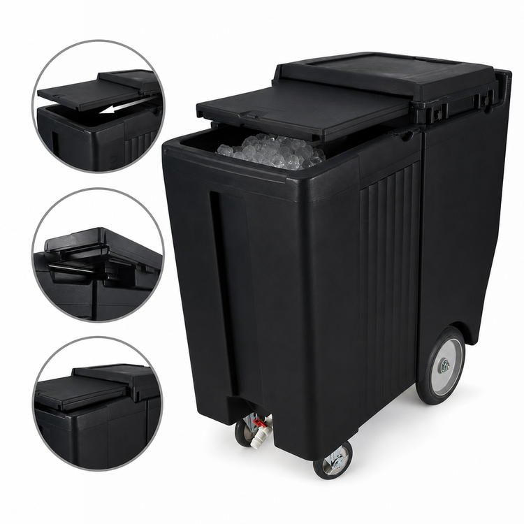 Product image #4 for Cambro SlidingLid Tall Mobile Ice Caddy, 200 lb Capacity, Black