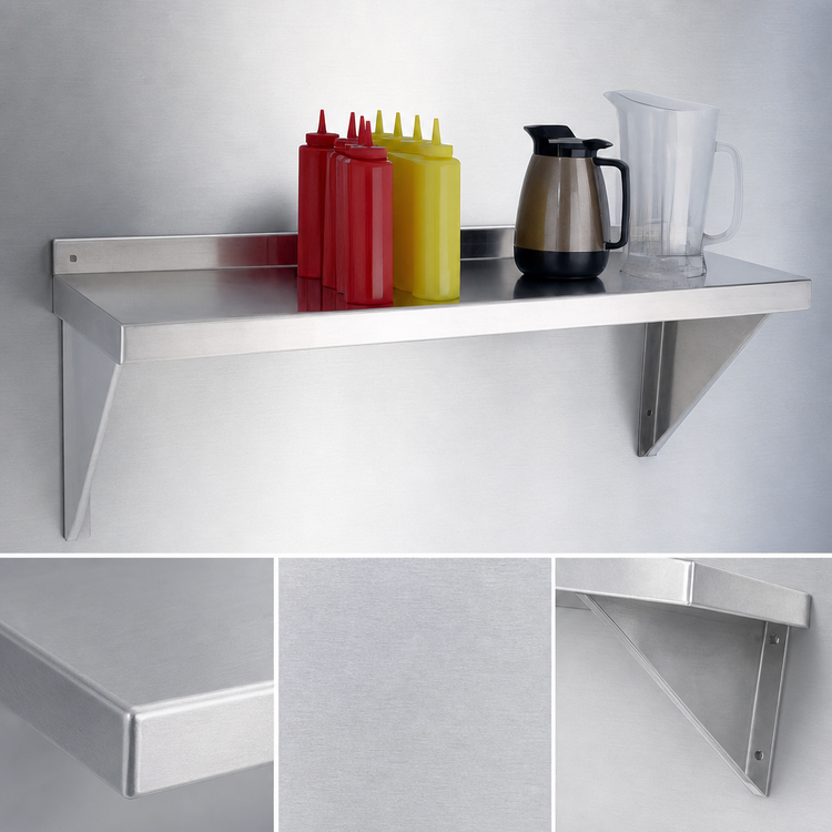 Product image #3 for New Age Heavy-Duty Solid Wall Shelf, 60W x 15D, Bracket-Mounted, 12-Gauge Aluminum
