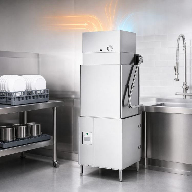 Product image #3 for Genesis Extended Hood Door-Type Dishwasher with 27-Inch Tray Opening, Ventless Heat Recovery and High-Temp Sanitizing