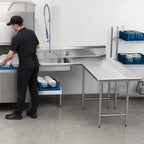 Thumbnail image #3 for Advance Tabco DTS-D70-60R Right-Hand L-Shaped Corner Dishlanding Table with Pre-Rinse Sink, 59 Inch, 16-Gauge 304 Stainless Steel