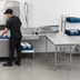 Thumbnail image #3 for Advance Tabco Right-Hand L-Shaped Dish Table with Landing and Pre-Rinse Sink, 59 Inch, 16/304 Stainless Steel