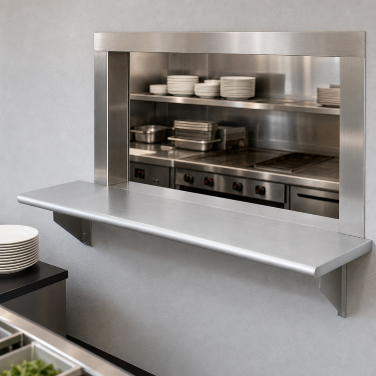 Product image #3 for Eagle Group Pass-Thru Wall Shelf, 72 Inch W x 18 Inch D, 304 Stainless Steel