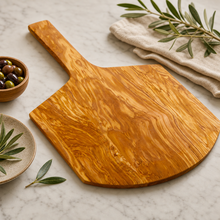 Product image #3 for American Metalcraft Olive Wood Rectangular Serving Peel Board with Short Handle, 17 x 16 Inches, 26 Inch Overall Length
