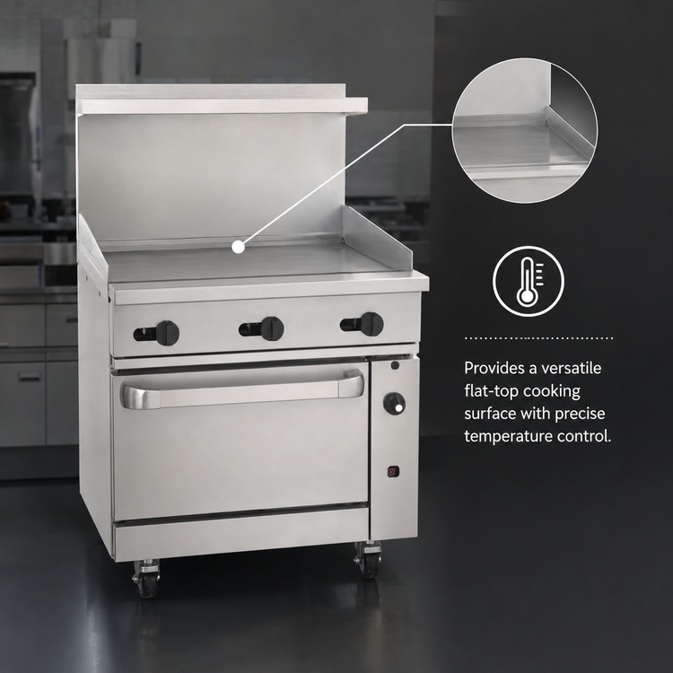 Product image #3 for Wolf Challenger XL 36-Inch Commercial Gas Range with Thermostatic Griddle and Convection Oven