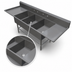Thumbnail image #3 for John Boos Pro-Bowl 3-Compartment Stainless Steel Sink with Left and Right 30-Inch Drainboards, 24 x 24 x 12-Inch Bowls