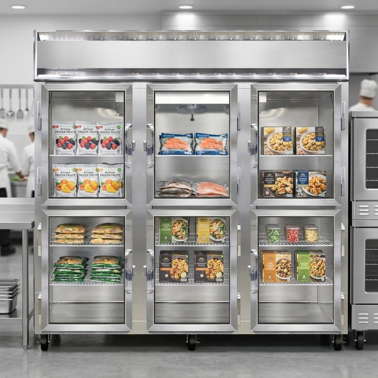 Product image #2 for Continental Refrigerator 3FNSAGDHD Three-Section Display Reach-In Freezer with Glass Half Doors