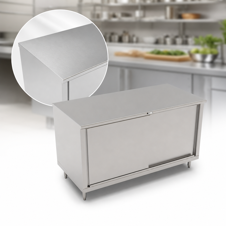 Product image #3 for John Boos Stainless Steel Enclosed Work Table with Cabinet Base and Sliding Doors, 60 x 30 Inches