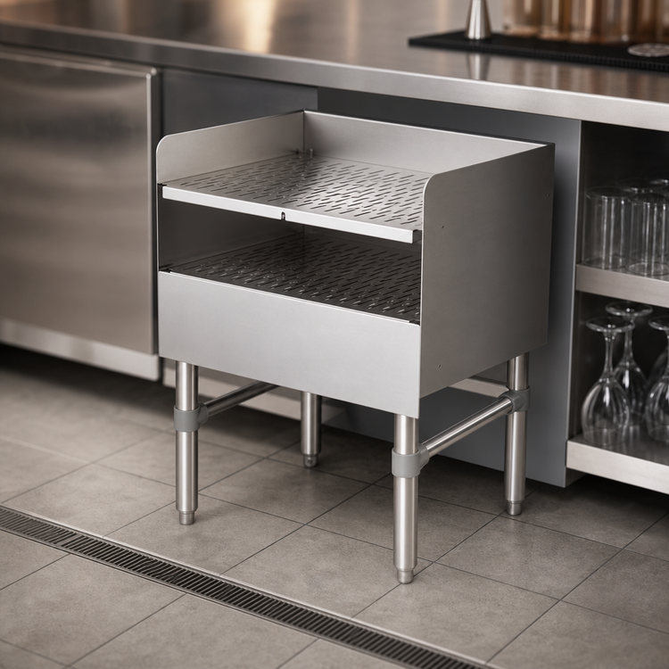 Product image #4 for John Boos Freestanding Recessed Underbar Drainboard, 18 x 21 Inches with Top Drain and 3-Inch Backsplash