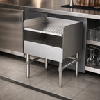 Thumbnail image #4 for John Boos UBDBR-2118 Freestanding Recessed Underbar Drainboard, 18 x 21 Inches, Open Base, Top Drain, 3-Inch Backsplash