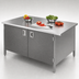 Thumbnail image #3 for 84-Inch x 30-Inch 14-Gauge 300-Series Stainless Steel Flat Top Enclosed Work Table with Cabinet Base and Hinged Doors