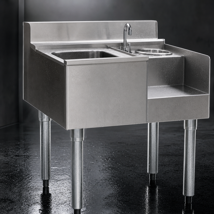 Product image #3 for Eagle Group 2200 Series Underbar Drainboard, Ice Bin, and Blender Unit with 7-Circuit Cold Plate