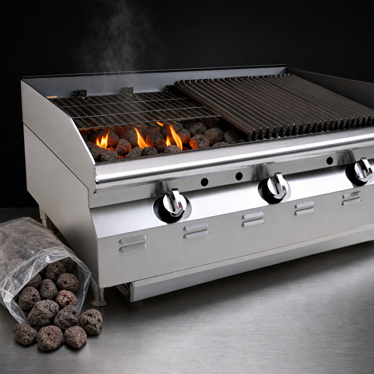 Product image #3 for RedHots Chef Line 36-Inch Countertop Natural Gas Lava Rock Charbroiler