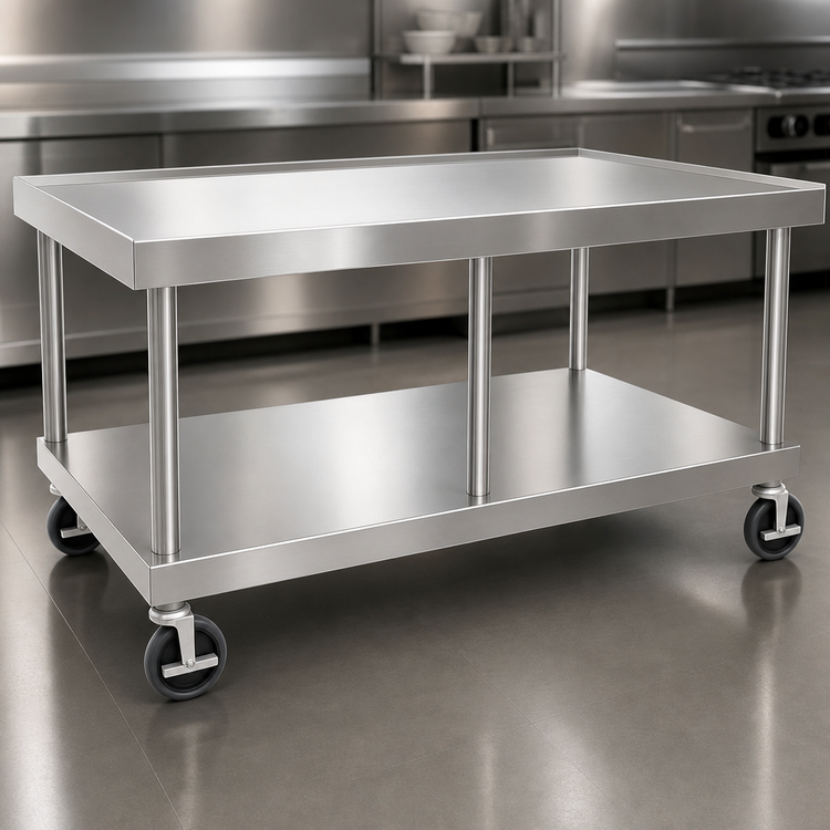 Product image #3 for Wolf 73-Inch x 30-Inch x 24-Inch Stainless Steel Equipment Stand with Marine Edge, Undershelf and Casters
