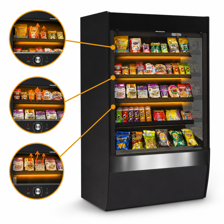 Product image #3 for Federal Industries Vision Series Heated Self-Serve High Profile Hot Food Merchandiser with Square Ends, 3 Heated Shelves, 47.25 x 33 x 60 Inches