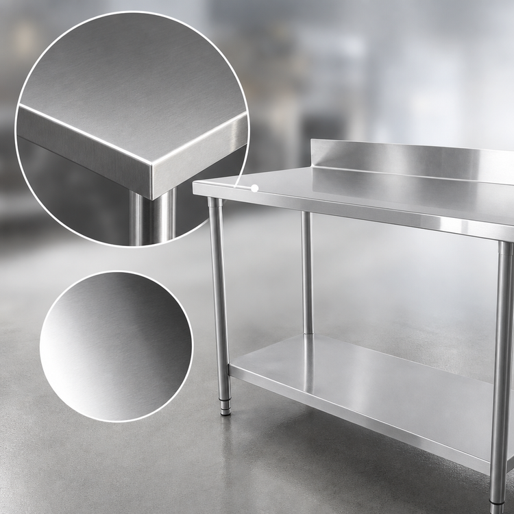 Product image #3 for Thunder Group 84-Inch x 24-Inch Stainless Steel Work Table with 4-Inch Backsplash and Adjustable Undershelf