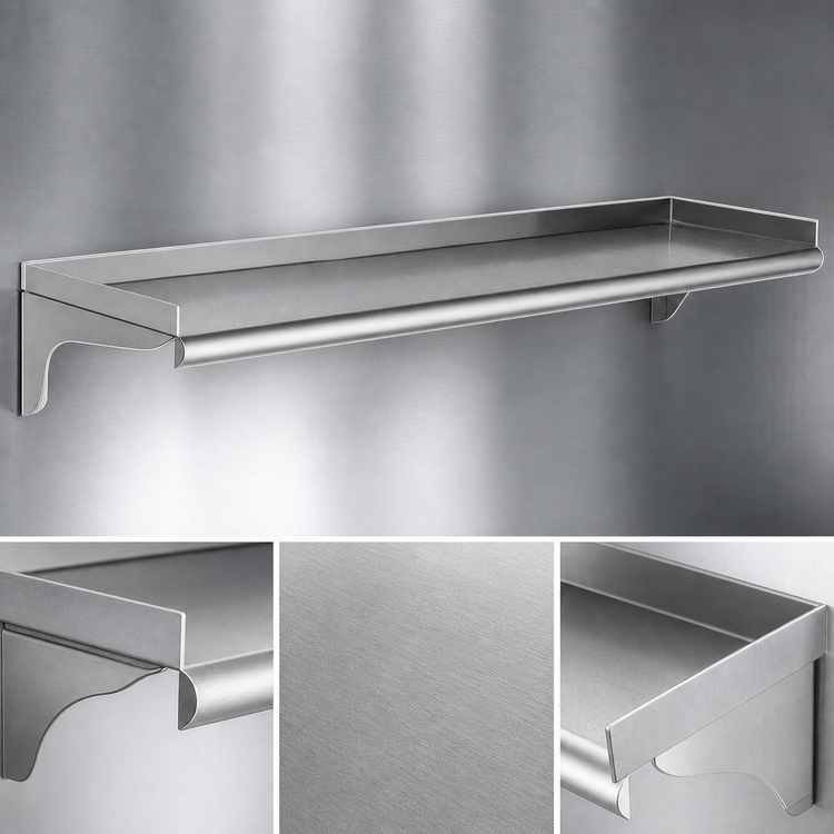 Product image #3 for Eagle 24-Inch x 10-Inch Wall-Mounted Shelf, 16-Gauge Type 304 Stainless Steel