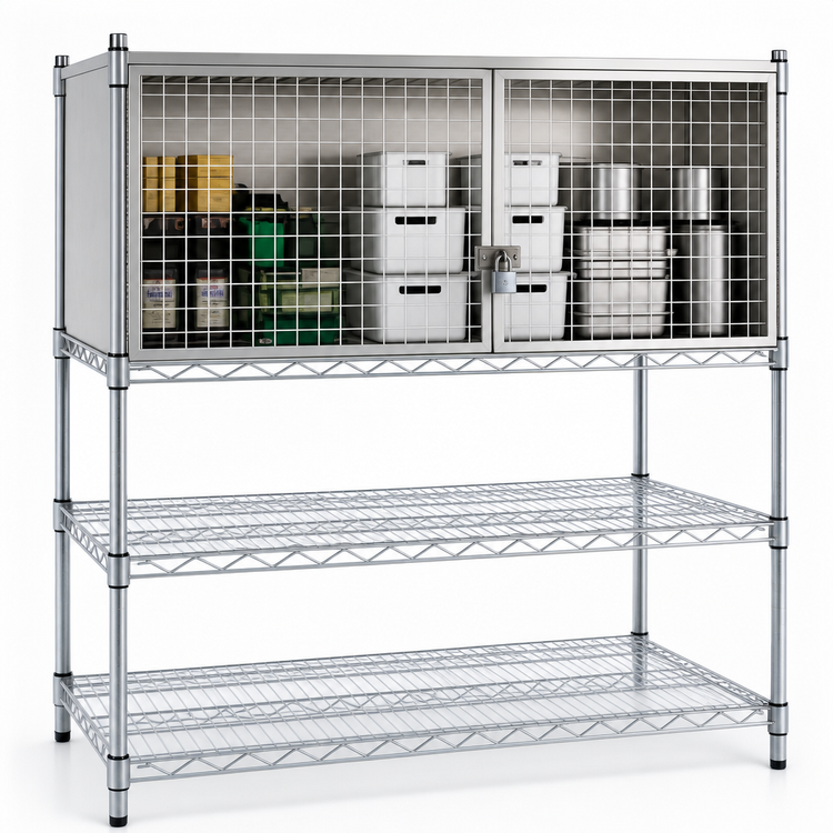 Product image #3 for Eagle Group Stainless Steel Security Enclosure Kit, 36W x 24D, Side-Hinged Doors