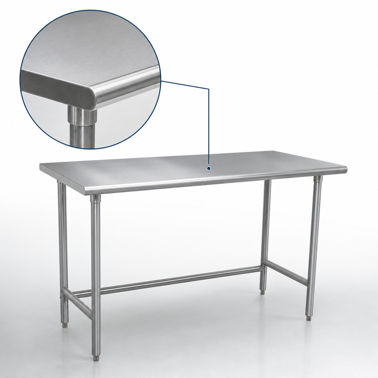 Product image #3 for Advance Tabco 60" x 36" 14-Gauge 304 Stainless Steel Flat Top Open Base Work Table
