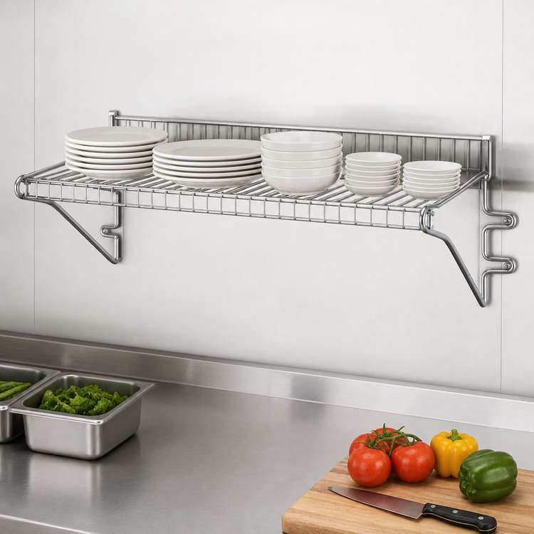 Product image #3 for Eagle Group Snap-n-Slide Wall-Mounted Wire Shelf, 72 x 12 Inches, Chrome Finish, 210 lb. Capacity