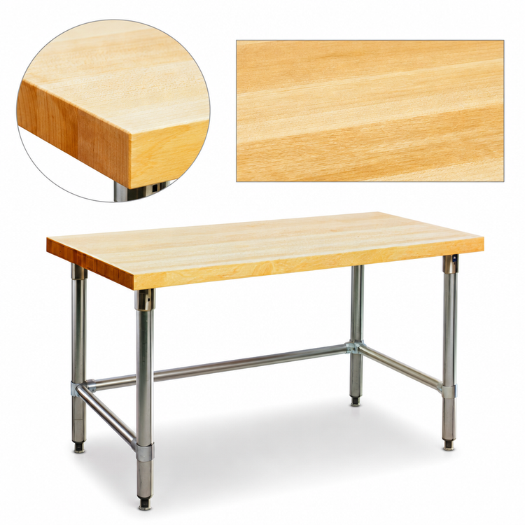 Product image #3 for Eagle Group 96-Inch x 30-Inch Hardwood Top Work Table with Galvanized Tubular Base