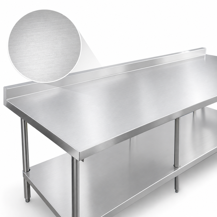Product image #3 for Sapphire 120-Inch x 30-Inch Stainless Steel Work Table with 5-Inch Backsplash and Undershelf