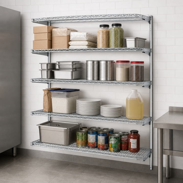Product image #3 for EAGLEbrite 4-Tier Add-On Wire Shelving Unit, 72 W x 18 D x 63 H, Zinc Finish