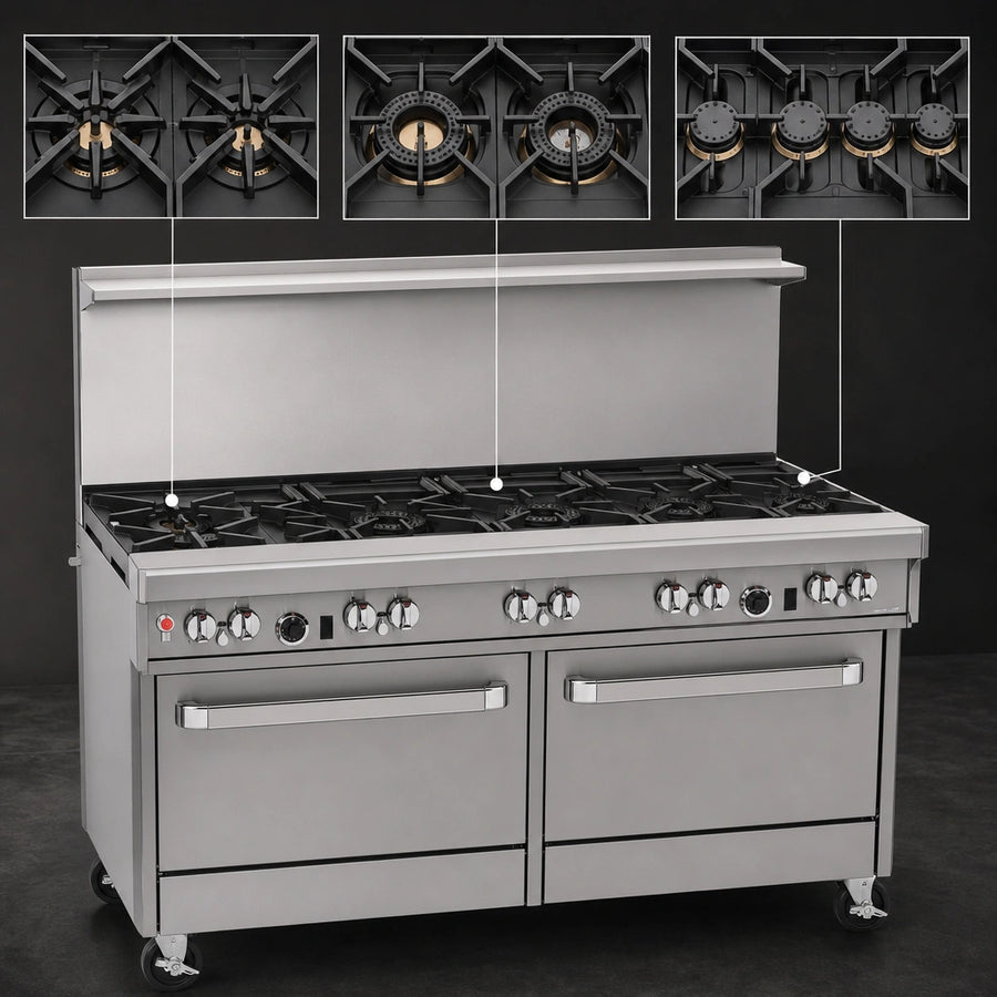 Nine Open Burner Configuration