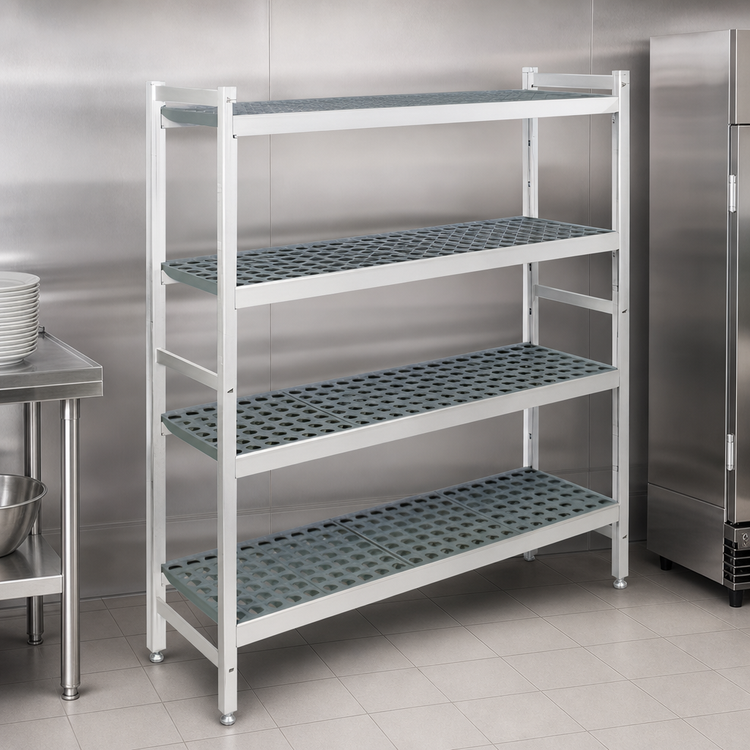Product image #3 for Fermostock 4-Tier Stationary Starter Polymer Shelving Unit, 68"W x 18"D x 83"H