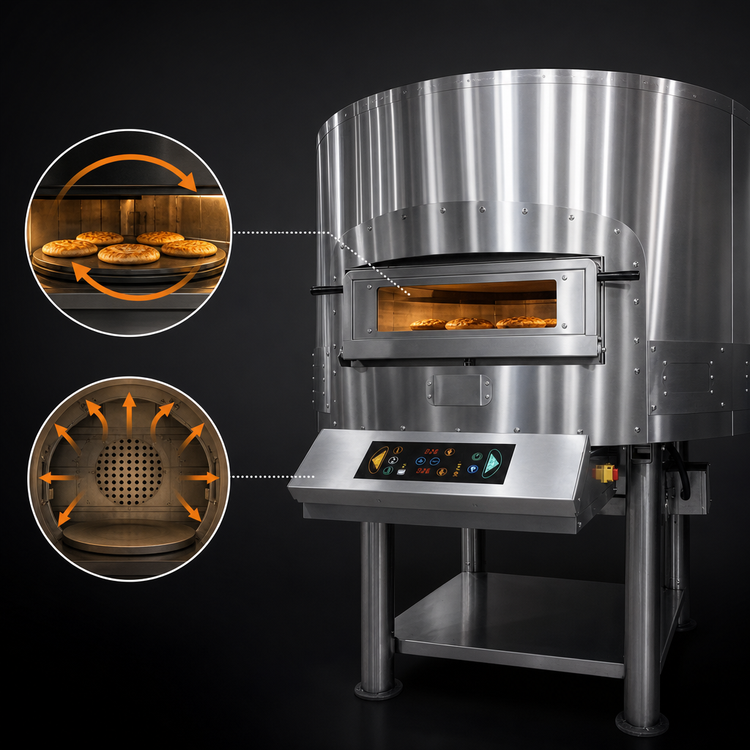 Product image #3 for Rosito Bisani FRV100-ST Standard Stainless Steel Rotary Electric Convection Pizza Oven, 39-Inch, 5 x 11-Inch Capacity