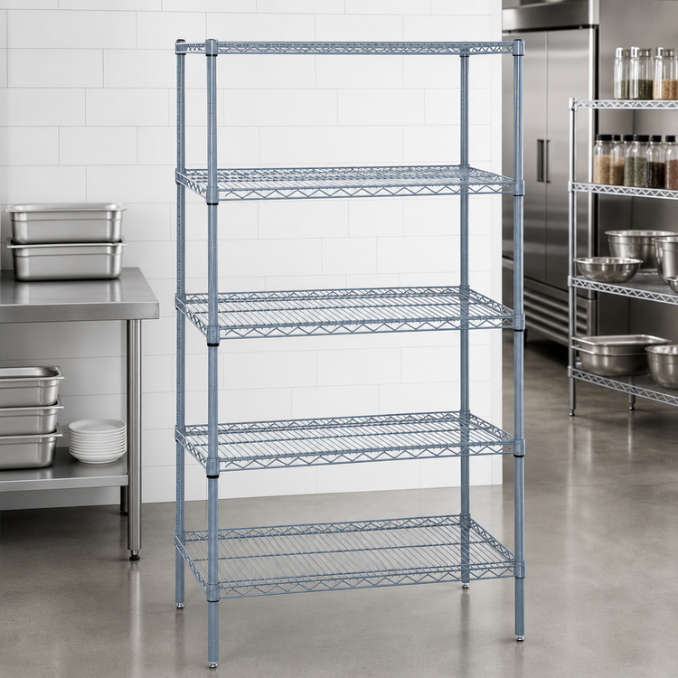 Product image #3 for Quantum 24"W x 18"D x 63"H 5-Shelf Wire Shelving Starter Kit with Gray Epoxy Antimicrobial Finish