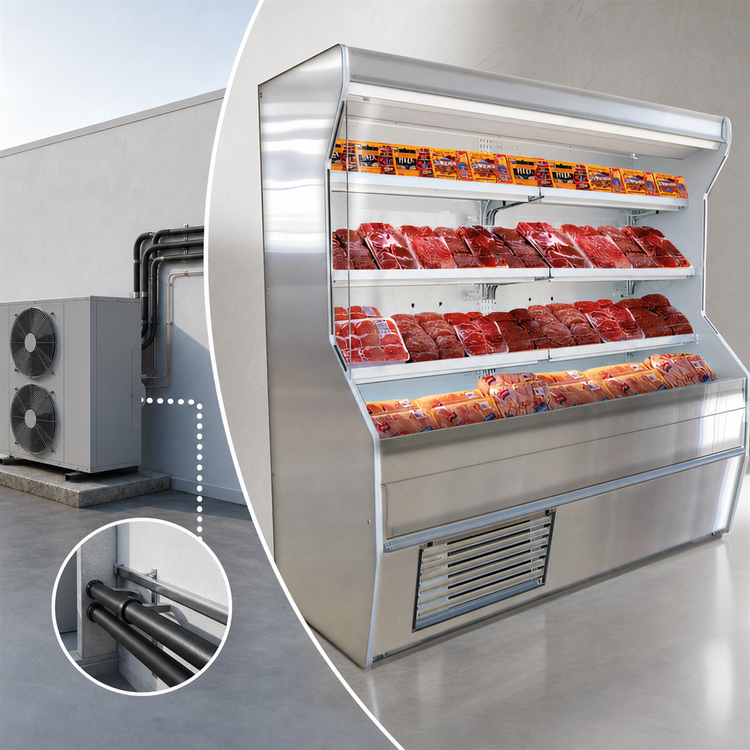 Product image #3 for Howard-McCray 32E Series Remote Meat Open Merchandiser, 122-Inch, Stainless Steel, LED Lighting