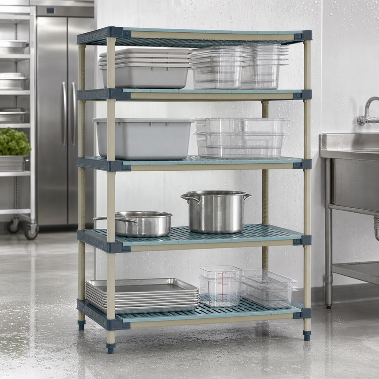 Product image #3 for MetroMax 4 Stationary Starter Polymer Shelving Unit, 36-Inch W x 18-Inch D x 63-Inch H, 4 Shelves