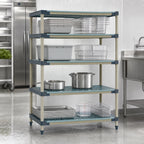 Thumbnail image #3 for Metro MetroMax 4 X336G4 Stationary Blue All-Polymer Starter Shelving Unit, 36"W x 18"D x 63"H, 4 Open-Grid Shelves