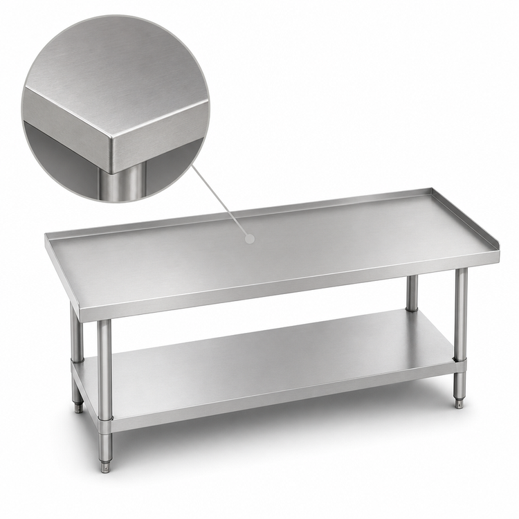Product image #3 for Advance Tabco 48-Inch x 24-Inch Stainless Steel Equipment Stand with Open Base and Adjustable Undershelf