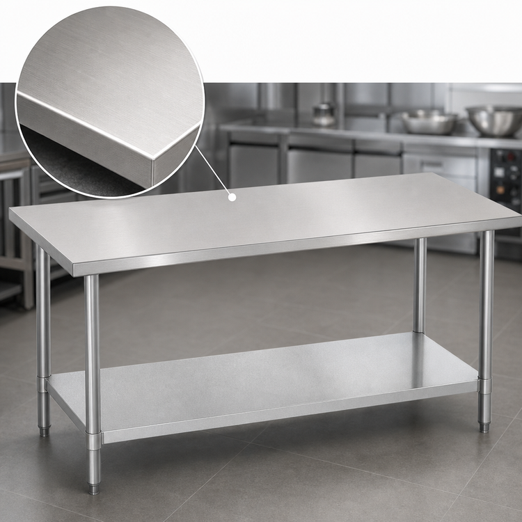 Product image #3 for Duke 48 Inch x 36 Inch Stainless Steel Top Work Table with Galvanized Undershelf and Posts