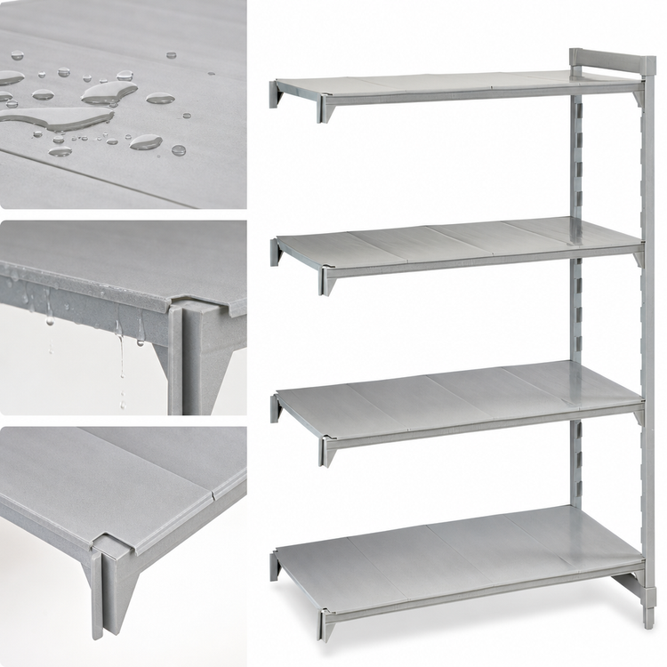 Product image #4 for Cambro Camshelving Premium 4-Shelf Solid Add-On Shelving Unit, 18 x 30 x 72 Inches, Speckled Gray