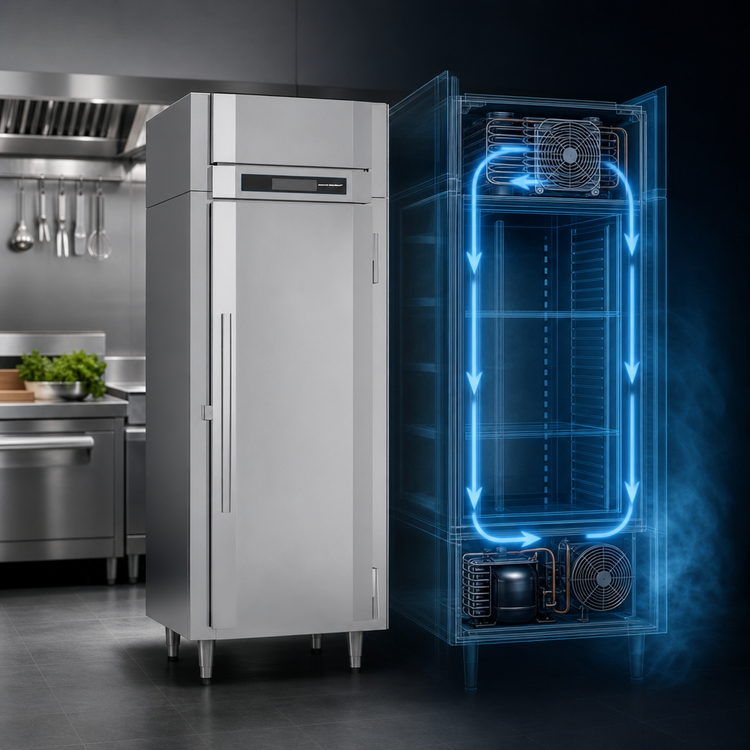 Product image #3 for Victory UltraSpec™ One-Section Shallow Depth Self-Contained Reach-In Freezer with Solid Hinged Door, 20.15 Cu. Ft.