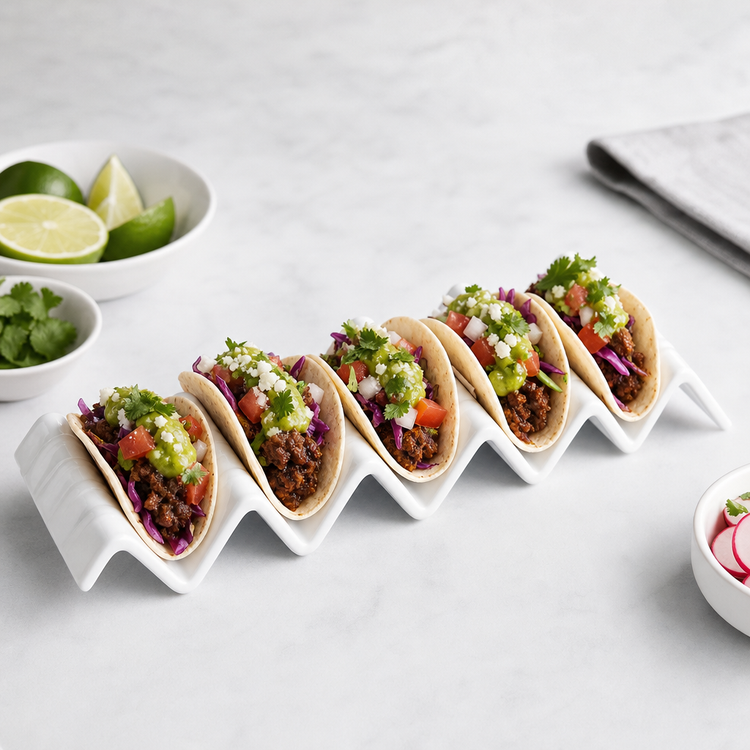 Product image #3 for American Metalcraft White Melamine 5-Compartment Taco Holder