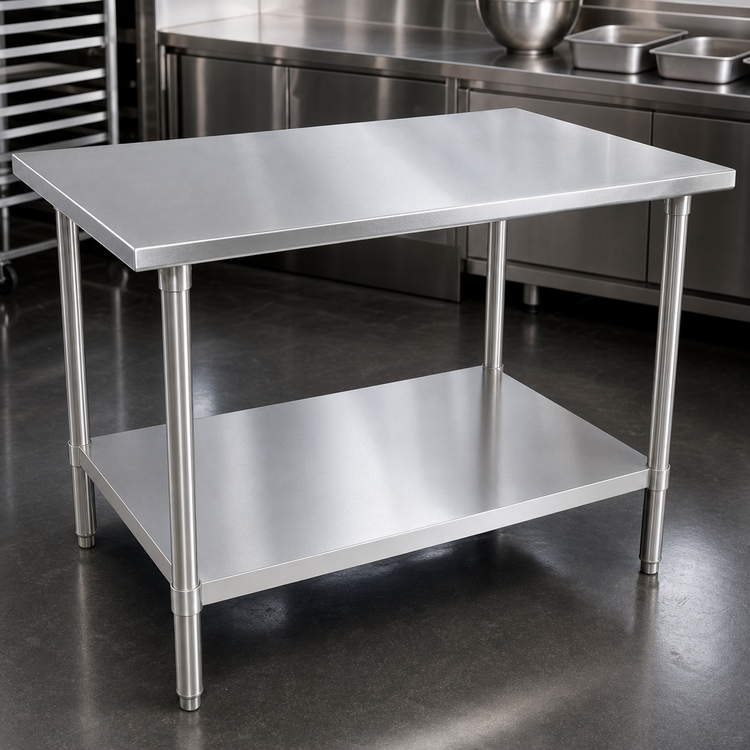 Product image #3 for John Boos Stallion 72" x 36" 16-Gauge Stainless Steel Top Work Table with Safety Edge and Adjustable Undershelf