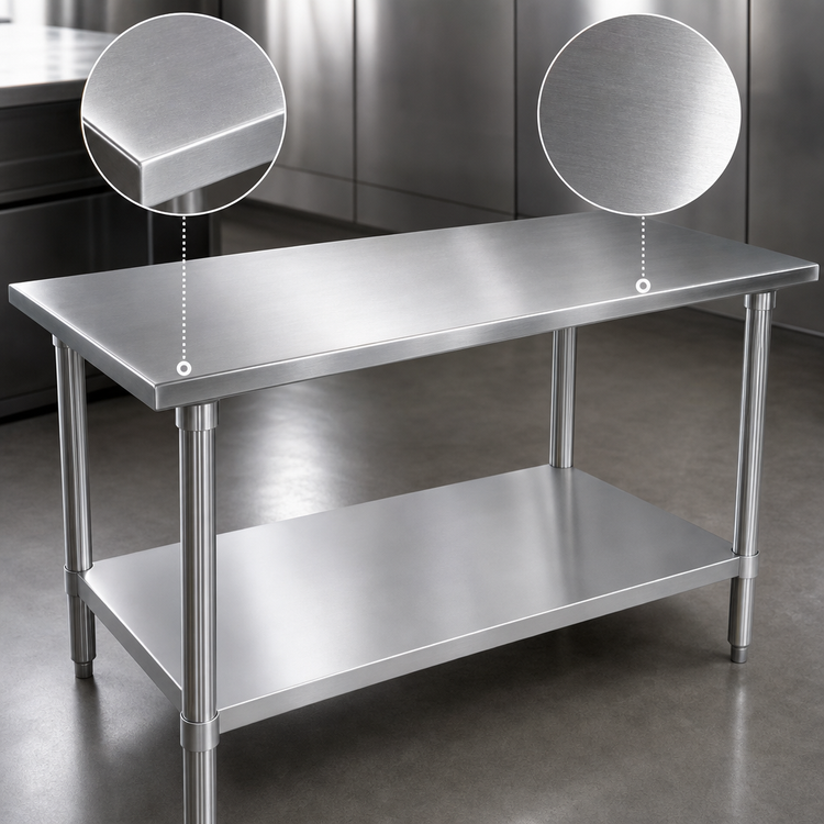 Product image #3 for John Boos Stallion 108-Inch x 24-Inch Flat Top Stainless Steel Work Table with Safety Edge and Adjustable Undershelf