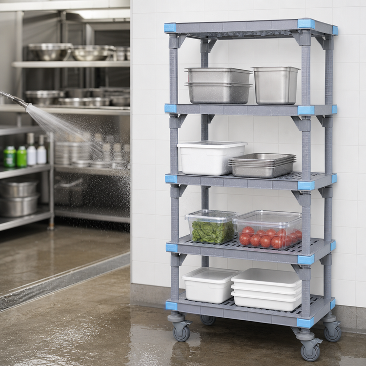 Product image #3 for Quantum Millenia 30-Inch W x 18-Inch D x 74-Inch H Mobile Polymer Starter Shelving Unit with 5 Shelves