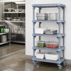 Thumbnail image #3 for Quantum Millenia QPM183074VS-5 30-Inch W x 18-Inch D x 74-Inch H Mobile Gray Polymer Shelving Unit with 5 Shelves